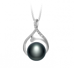 10-11mm AAA Quality Freshwater Cultured Pearl Pendant in Daiya Black