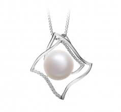 10-11mm AAA Quality Freshwater Cultured Pearl Pendant in Freda White
