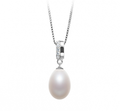 10-11mm AA - Drop Quality Freshwater Cultured Pearl Pendant in Karley White