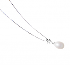 10-11mm AA - Drop Quality Freshwater Cultured Pearl Pendant in Vilde White