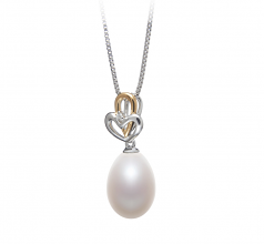 10-11mm AA - Drop Quality Freshwater Cultured Pearl Pendant in Aida White