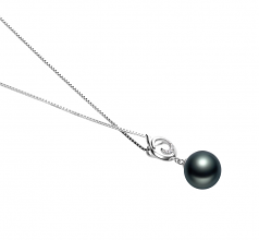 10-11mm AAA Quality Tahitian Cultured Pearl Pendant in Linda Black