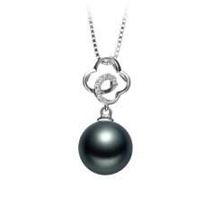 10-11mm AAA Quality Tahitian Cultured Pearl Pendant in Yael Black