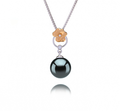 9-10mm AAA Quality Tahitian Cultured Pearl Pendant in Pamela Black