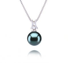 9-10mm AAA Quality Tahitian Cultured Pearl Pendant in Lauren Black
