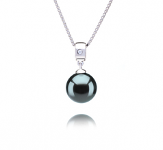 9-10mm AAA Quality Tahitian Cultured Pearl Pendant in Nicole Black