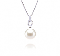 9-10mm AAAA Quality Freshwater Cultured Pearl Pendant in Courtney White