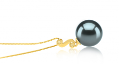 10-11mm AAA Quality Tahitian Cultured Pearl Pendant in Gisela Black