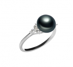 8-9mm AAA Quality Freshwater Cultured Pearl Ring in Dacey Black