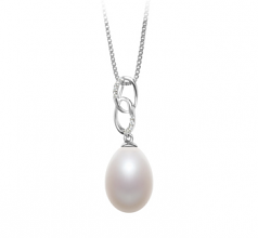 10-11mm AA - Drop Quality Freshwater Cultured Pearl Pendant in Rabia White