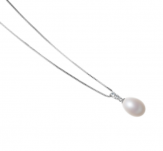 10-11mm AA - Drop Quality Freshwater Cultured Pearl Pendant in Salina White