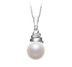 10-11mm AAAA Quality Freshwater Cultured Pearl Pendant in Romola White