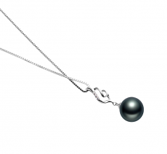 10-11mm AAA Quality Tahitian Cultured Pearl Pendant in Loretta Black