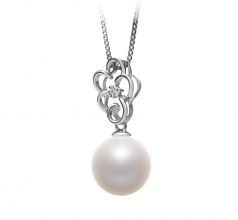 10-11mm AAAA Quality Freshwater Cultured Pearl Pendant in Hilary White