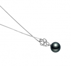 10-11mm AAA Quality Tahitian Cultured Pearl Pendant in Hilary Black