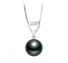 10-11mm AAA Quality Tahitian Cultured Pearl Pendant in Gabrielle Black