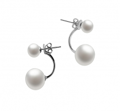 6-11mm AAA Quality Freshwater Cultured Pearl Earring Pair in Zelda White