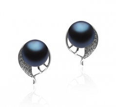 7-8mm AA Quality Freshwater Cultured Pearl Earring Pair in Carina Black