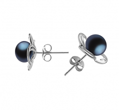 7-8mm AA Quality Freshwater Cultured Pearl Earring Pair in Bella Black