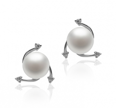 7-8mm AA Quality Freshwater Cultured Pearl Earring Pair in Selene White