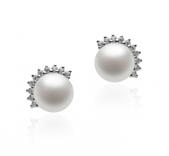 7-8mm AA Quality Freshwater Cultured Pearl Earring Pair in Louisa White
