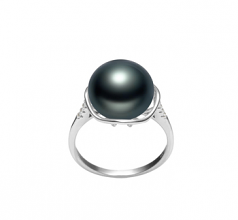 11-12mm AAA Quality Freshwater Cultured Pearl Ring in Kalina Black