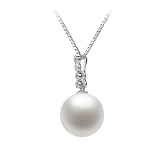 10-11mm AAAA Quality Freshwater Cultured Pearl Pendant in Ross White