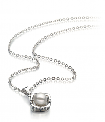 6-7mm AA Quality Freshwater Cultured Pearl Pendant in Vera White