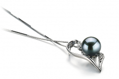 7-8mm AAA Quality Japanese Akoya Cultured Pearl Pendant in Carlin Black