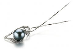 7-8mm AAA Quality Japanese Akoya Cultured Pearl Pendant in Carlin Black