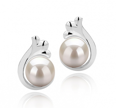 7-8mm AAA Quality Freshwater Cultured Pearl Earring Pair in Bikita White