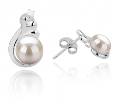 7-8mm AAA Quality Freshwater Cultured Pearl Earring Pair in Bikita White