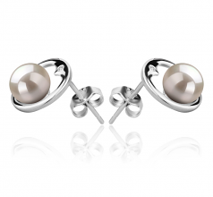 6-7mm AAAA Quality Freshwater Cultured Pearl Earring Pair in Sharon White