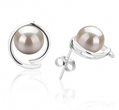 7-8mm AAAA Quality Freshwater Cultured Pearl Earring Pair in Raina White