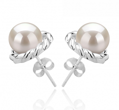 8-9mm AAAA Quality Freshwater Cultured Pearl Earring Pair in Bessie White