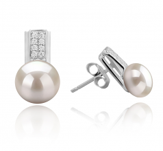 8-9mm AAA Quality Freshwater Cultured Pearl Earring Pair in Alina White