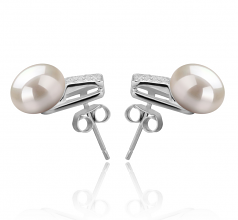 8-9mm AAA Quality Freshwater Cultured Pearl Earring Pair in Alina White