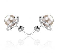 8-9mm AAAA Quality Freshwater Cultured Pearl Earring Pair in Eva White