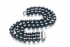 6-7mm AA Quality Freshwater Cultured Pearl Bracelet in Medina Black