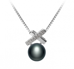 7-8mm AAA Quality Freshwater Cultured Pearl Pendant in Klarita Black