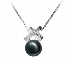 7-8mm AAA Quality Freshwater Cultured Pearl Pendant in Klarita Black