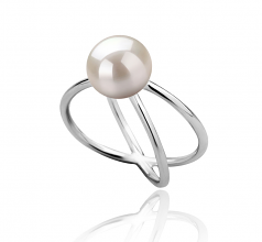 8-9mm AAA Quality Freshwater Cultured Pearl Ring in Esty White