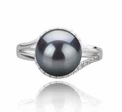 9-10mm AAA Quality Tahitian Cultured Pearl Ring in Royisal Black