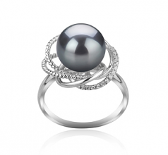 9-10mm AAA Quality Tahitian Cultured Pearl Ring in Bobbie Black