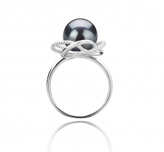 9-10mm AAA Quality Tahitian Cultured Pearl Ring in Bobbie Black