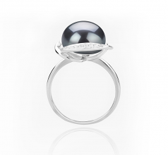 11-12mm AAA Quality Freshwater Cultured Pearl Ring in Wendy Black