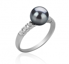 7-8mm AAA Quality Japanese Akoya Cultured Pearl Ring in Marian Black