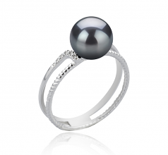 8-9mm AAA Quality Japanese Akoya Cultured Pearl Ring in Rahara Black