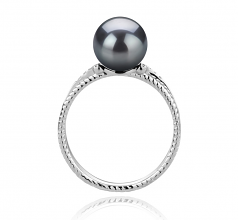 8-9mm AAA Quality Japanese Akoya Cultured Pearl Ring in Rahara Black