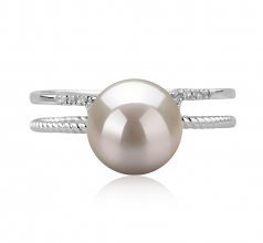 8-9mm AAA Quality Japanese Akoya Cultured Pearl Ring in Rahara White